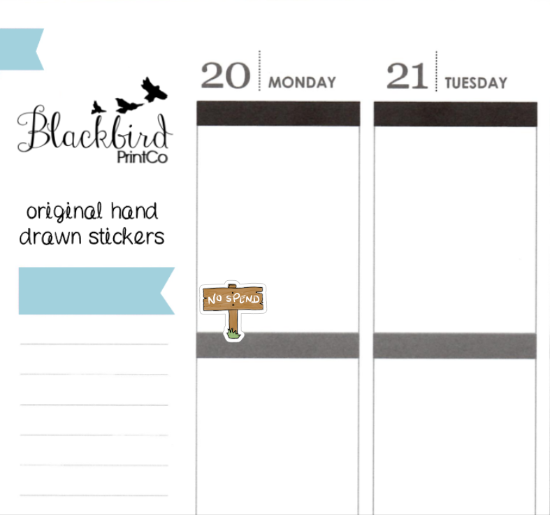 No Spend Signs - Hand Drawn Planner Stickers