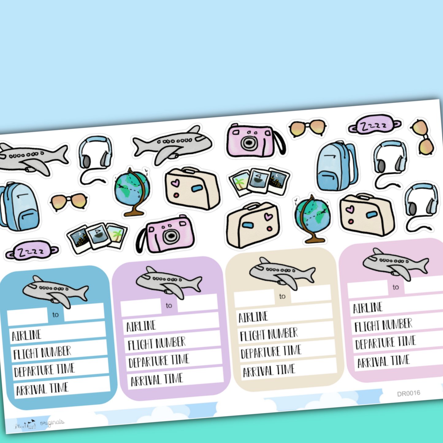 Travel and Flights - Hand Drawn Planner Stickers