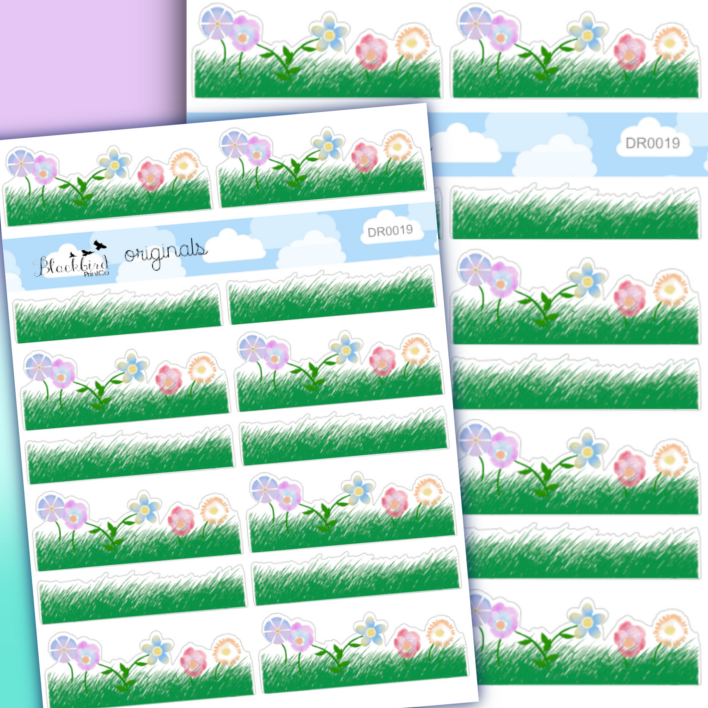 Grass and Flowers - Hand Drawn Planner Stickers