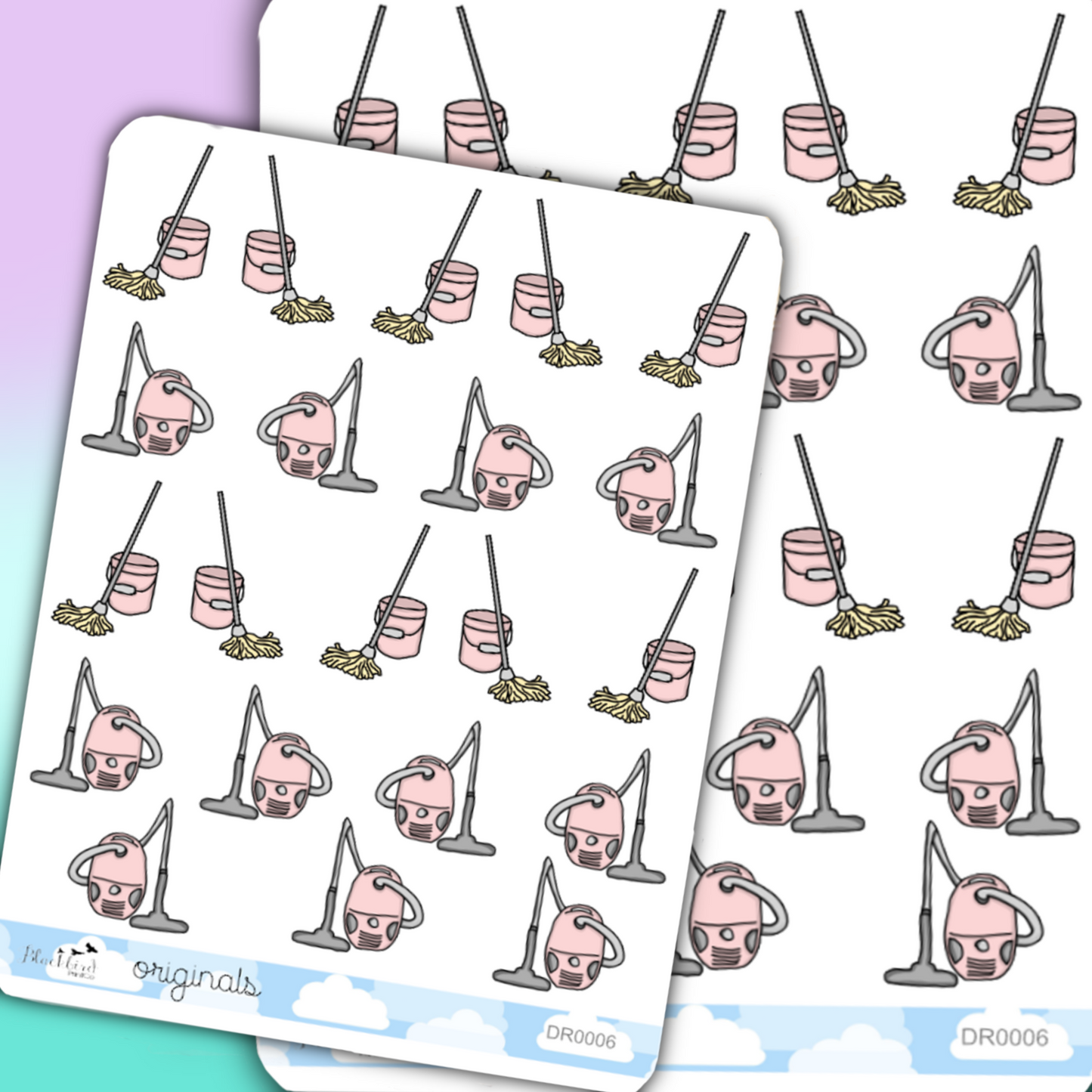 Vacuums and Mops - Hand Drawn Planner Stickers