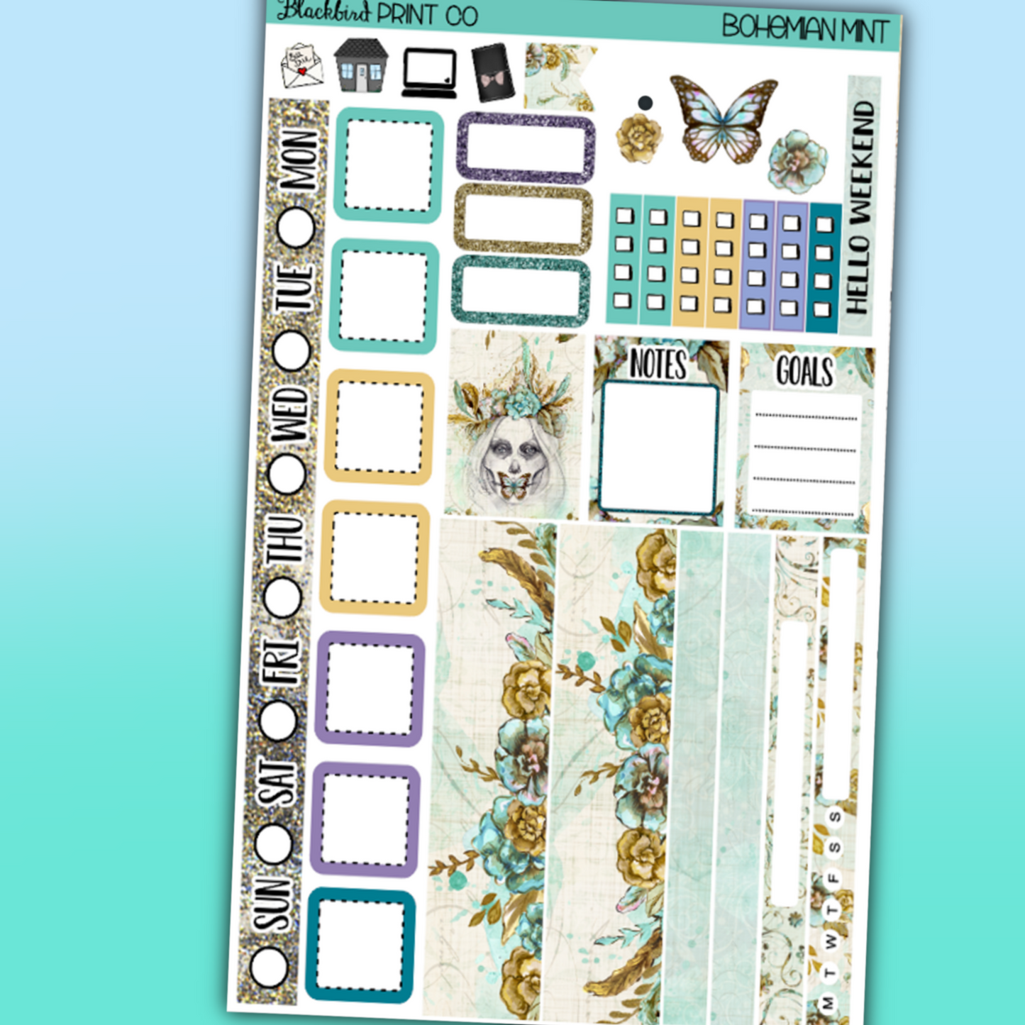 Bohemian Mint | for Hobo Weeks / Mini Weeks Planners
