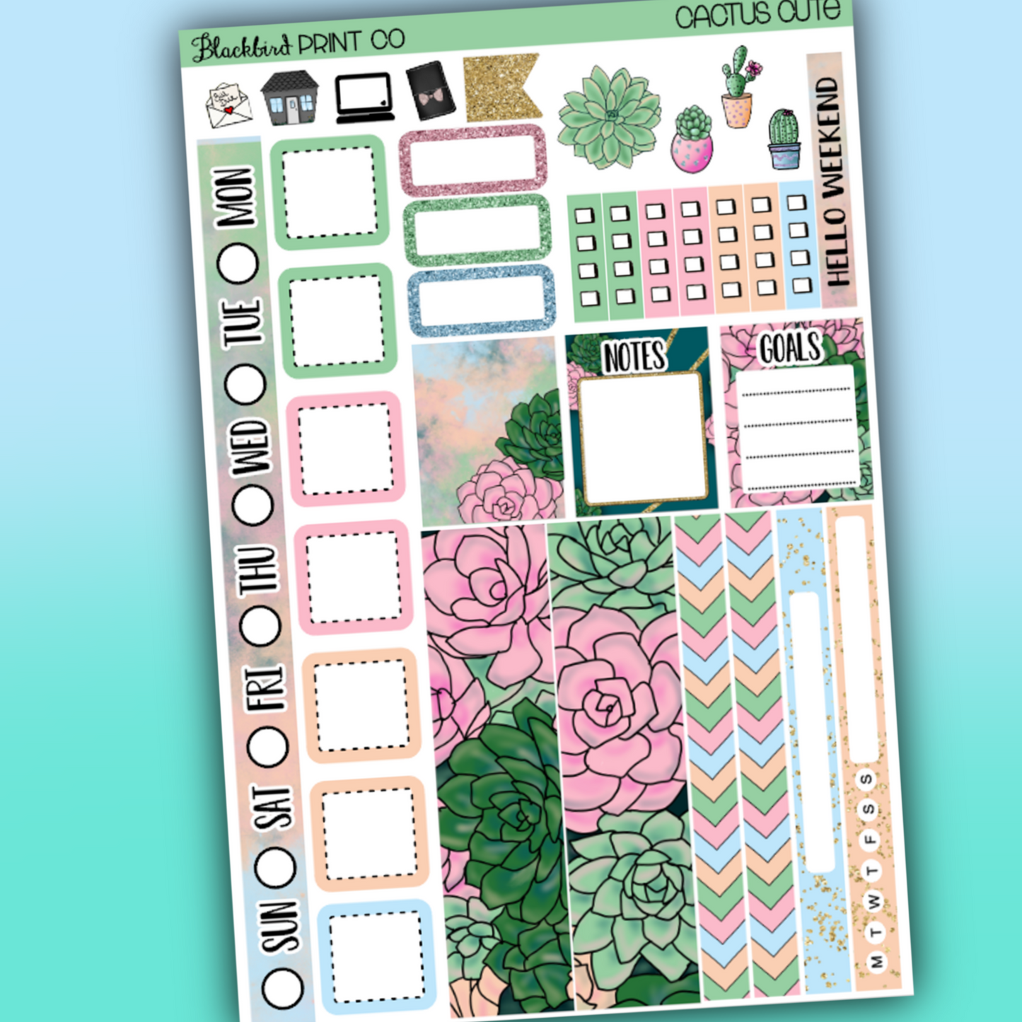 Cactus Cute | for Hobo Weeks / Mini Weeks Planners (Original Art)