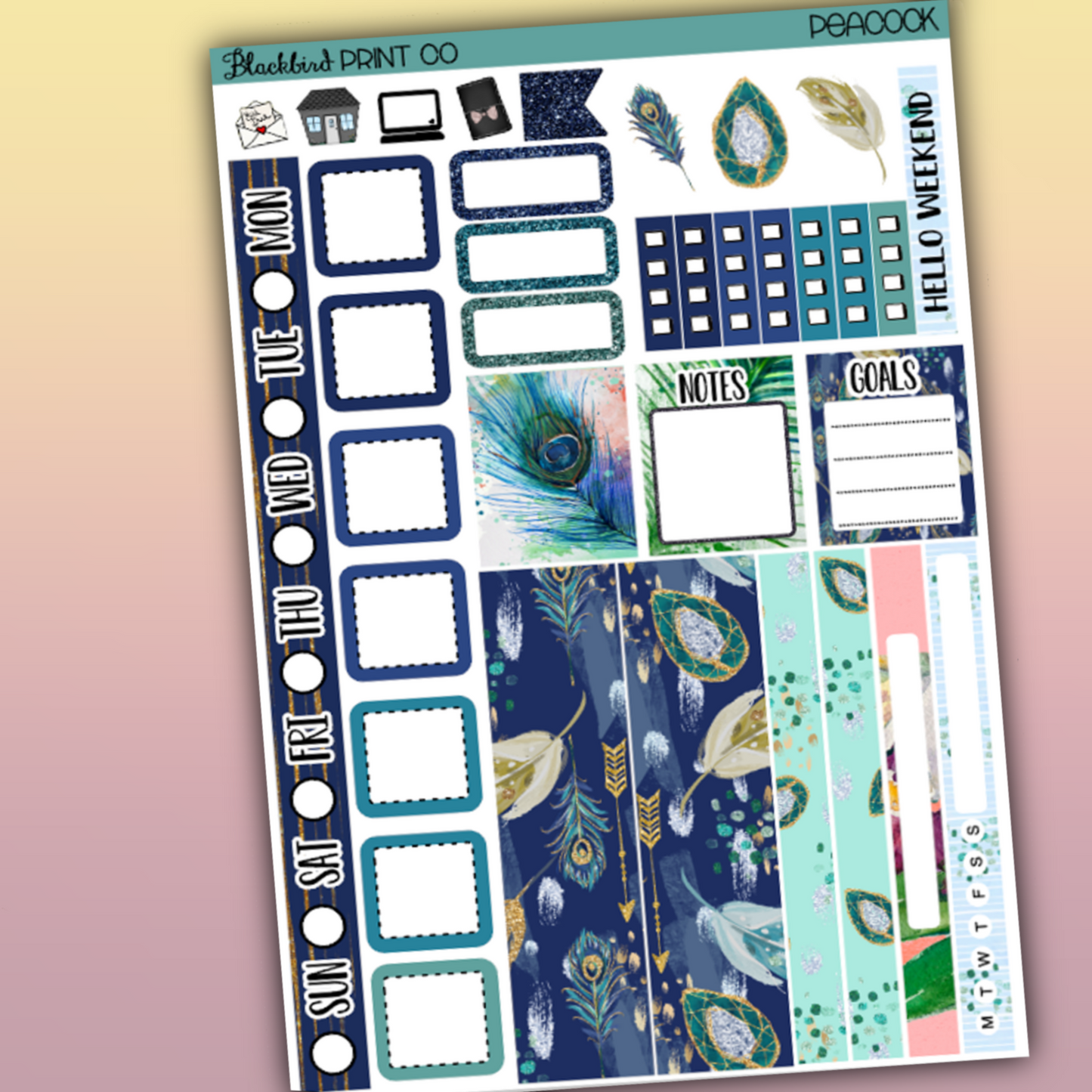 Peacock | for Hobo Weeks / Mini Weeks Planners