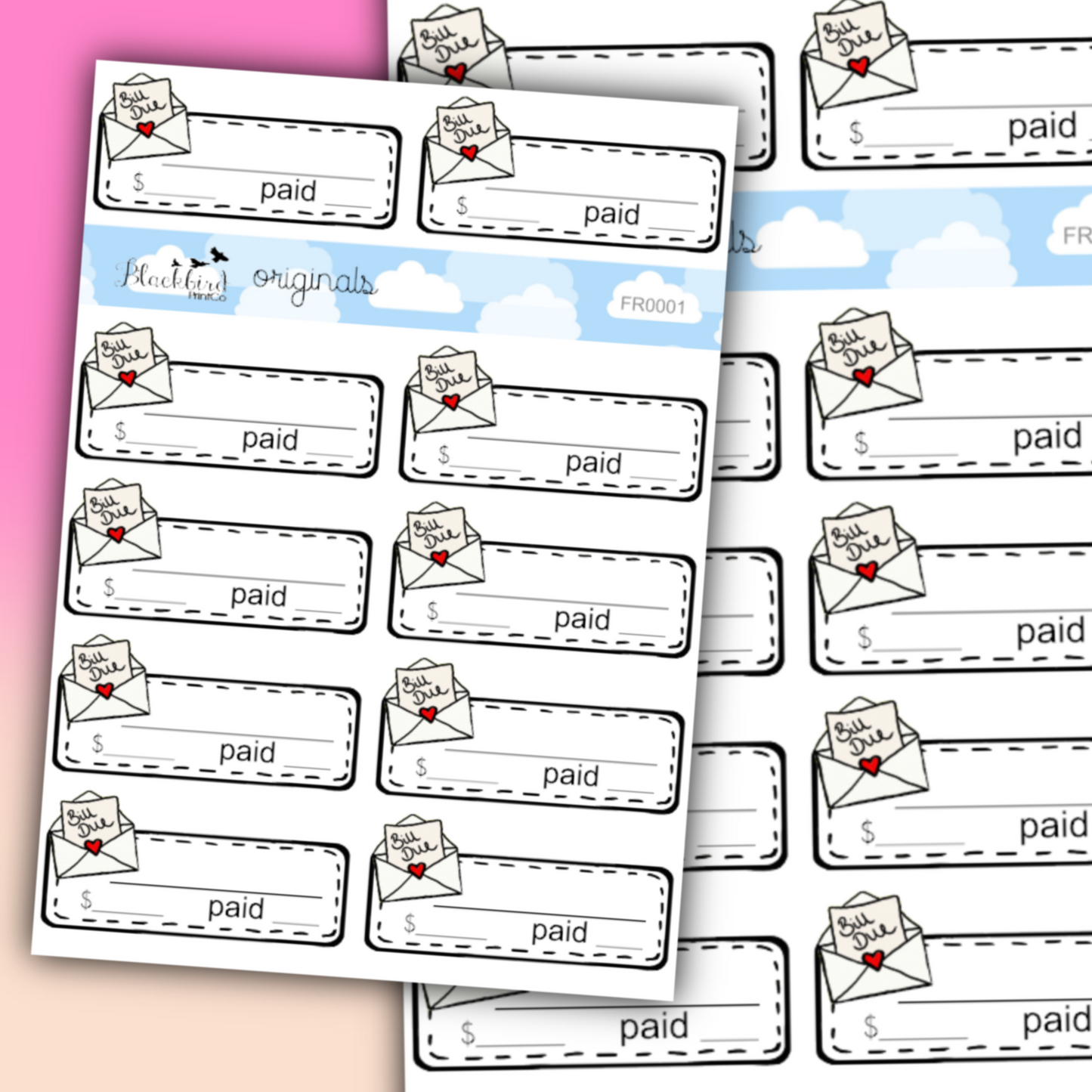 Bill Due - Hand Drawn Planner Stickers
