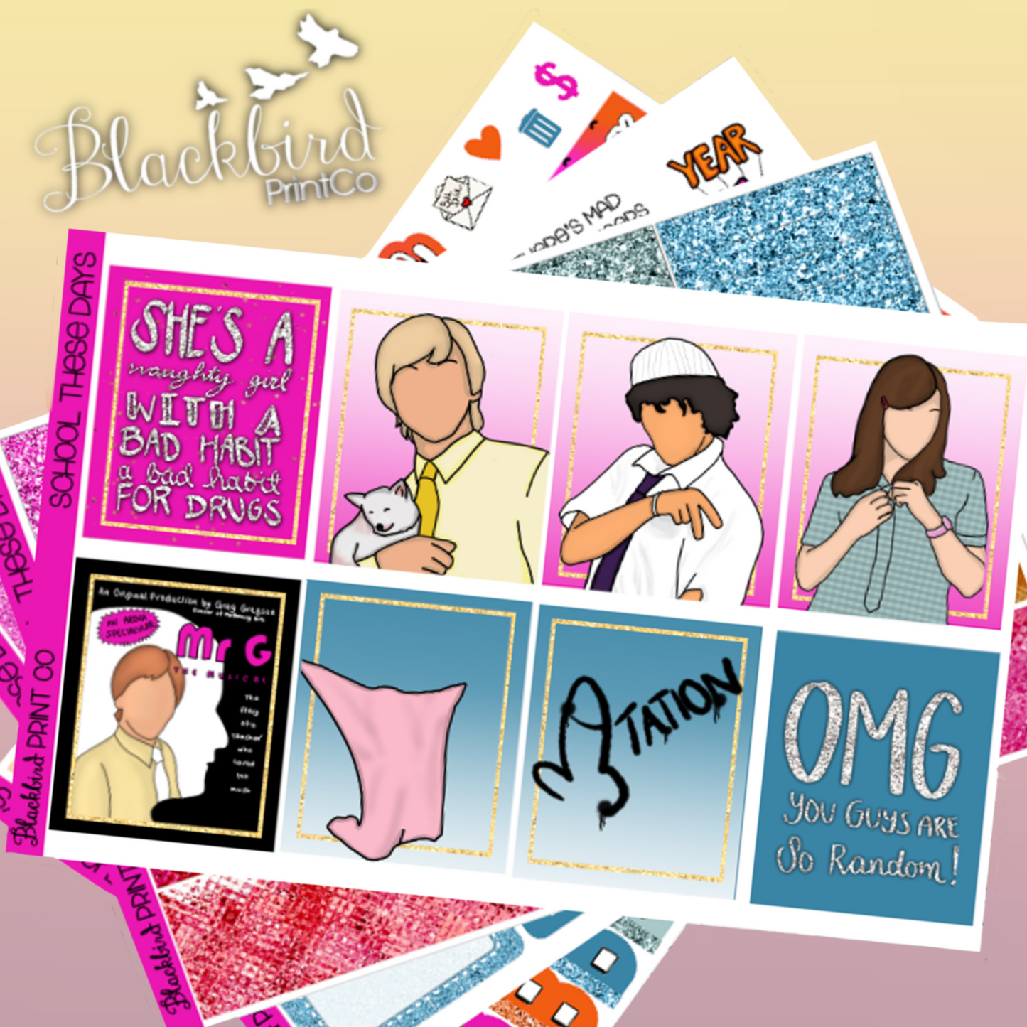 School These Days | Exclusive Hand Drawn Planner Sticker Kit for Vertical Planners