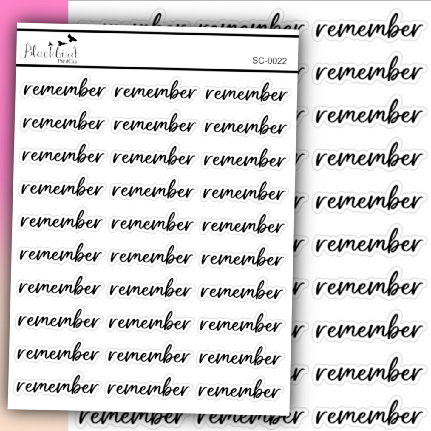 Remember - Script Stickers (Matte or Foiled)