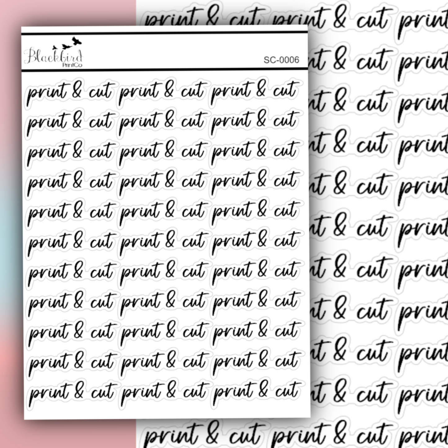 Print & Cut - Script Stickers (Matte or Foiled)