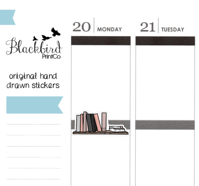 Bookshelf / Reading - Hand Drawn Planner Stickers