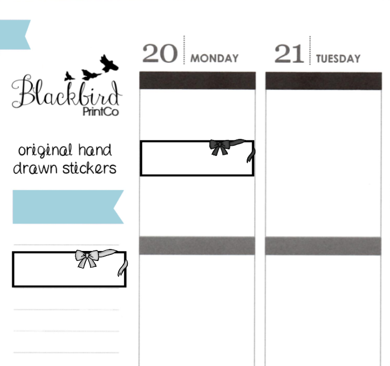 Bow Quarter Boxes | Hand Drawn Planner Stickers