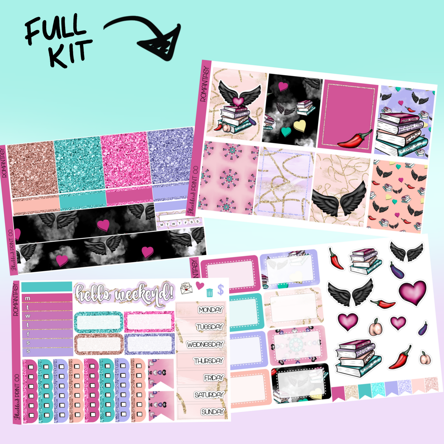 Romantasy | Exclusive Hand Drawn Planner Sticker Kit for Vertical Planners