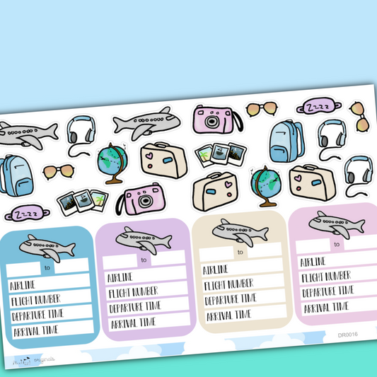 Travel and Flights - Hand Drawn Planner Stickers