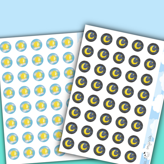 Night or Day Shift Stickers - Hand Drawn Planner Stickers
