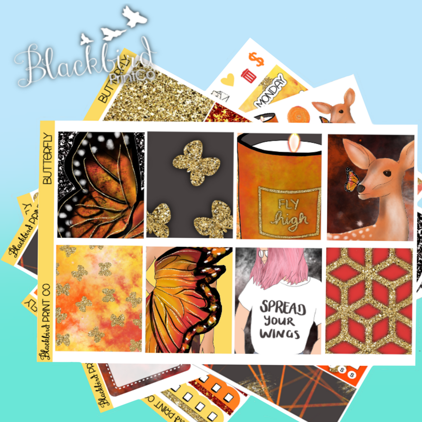 Butterfly | Exclusive Hand Drawn Planner Sticker Kit for Vertical Planners