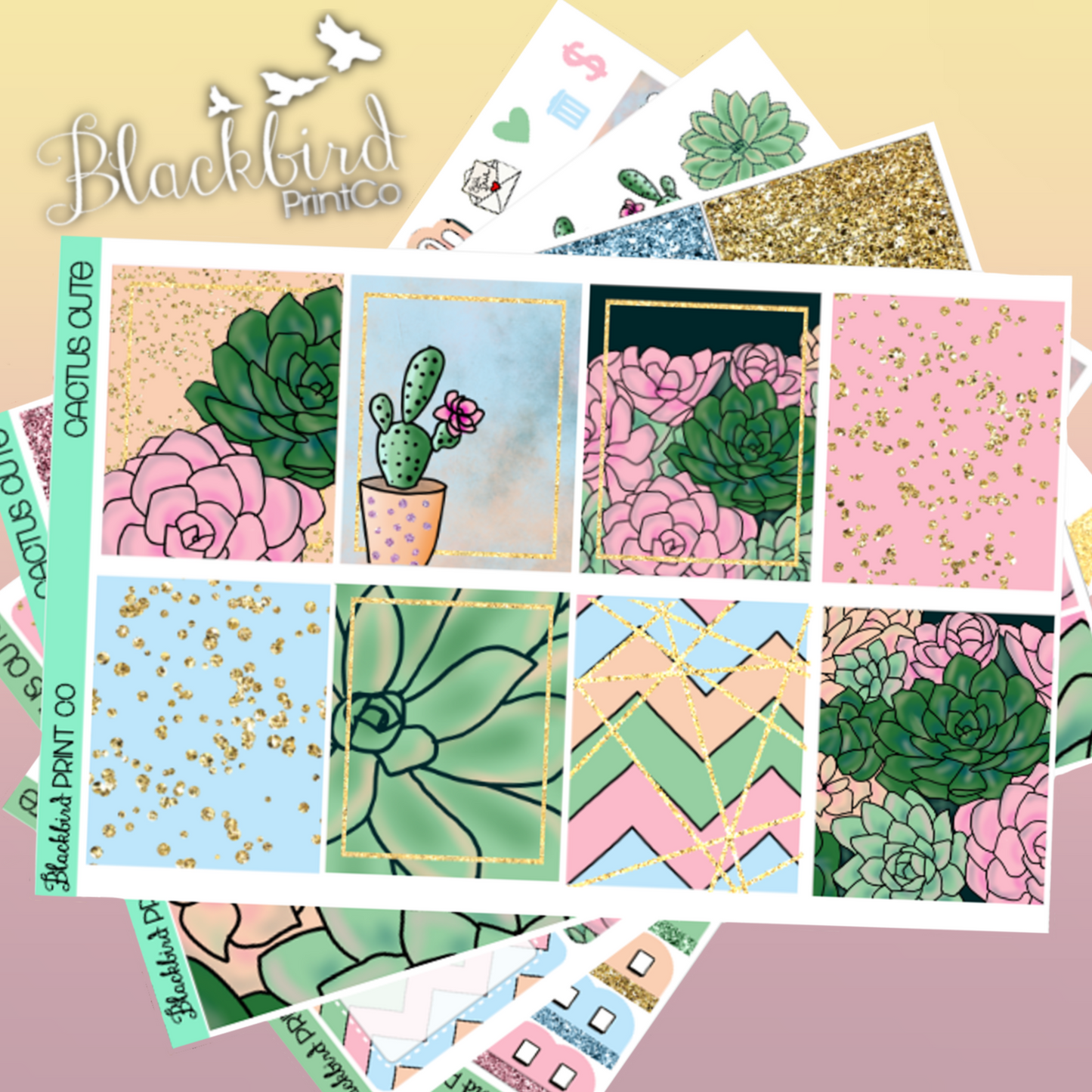 Cactus Cute | Exclusive Hand Drawn Planner Sticker Kit for Vertical Planners