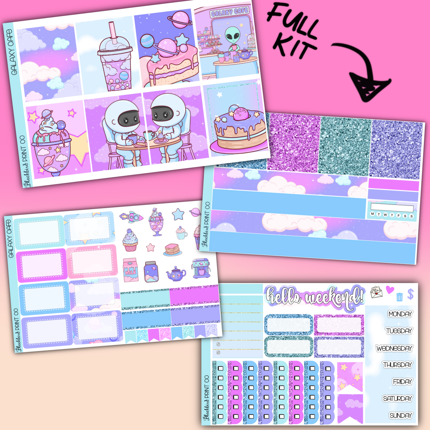 Galaxy Cafe | Planner Sticker Kit for Vertical Planners
