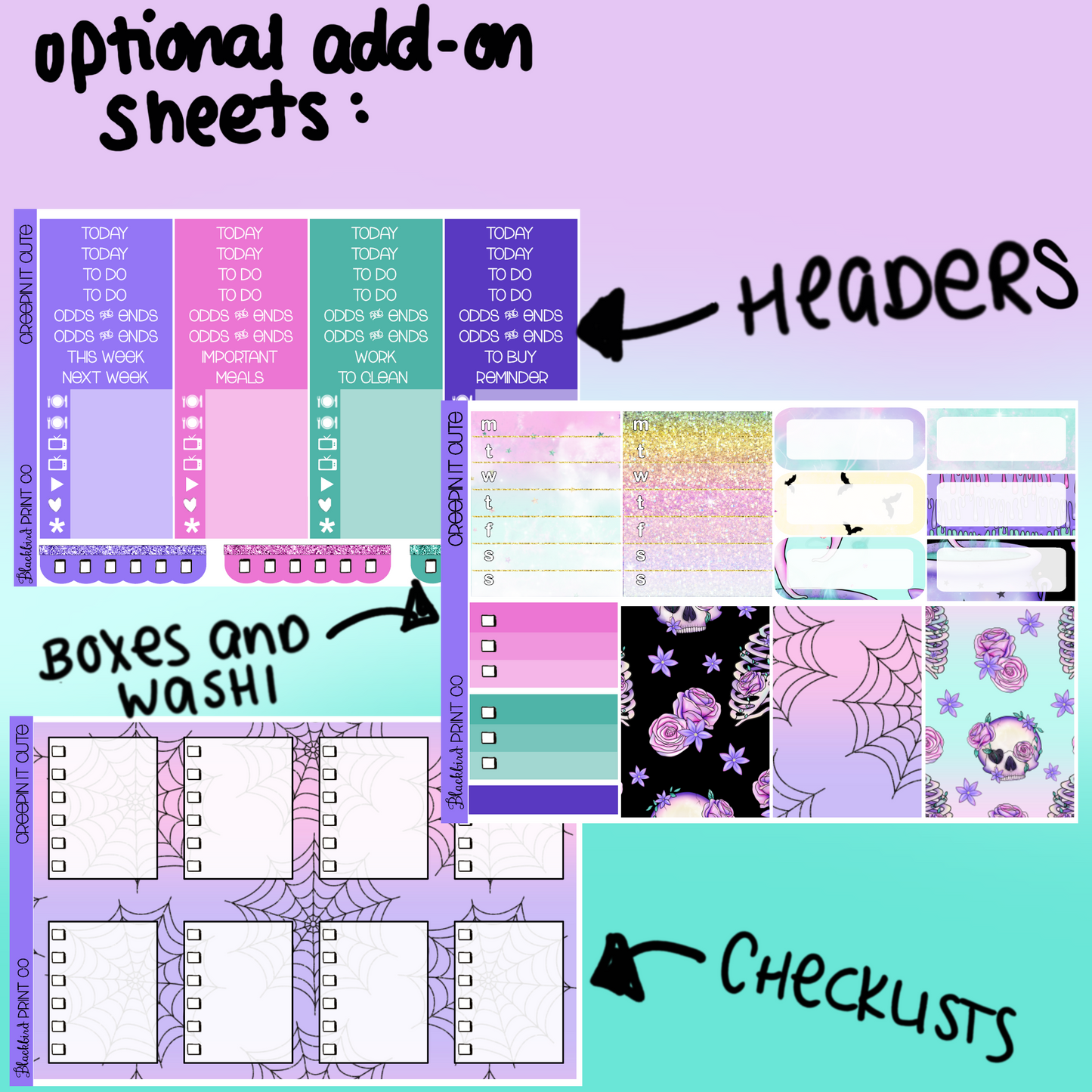 Creepin It Cute | Planner Sticker Kit for Vertical Planners