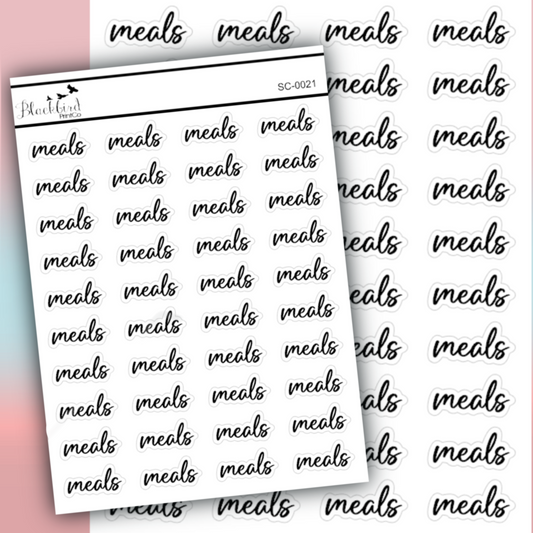 Meals - Script Stickers (Matte or Foiled)