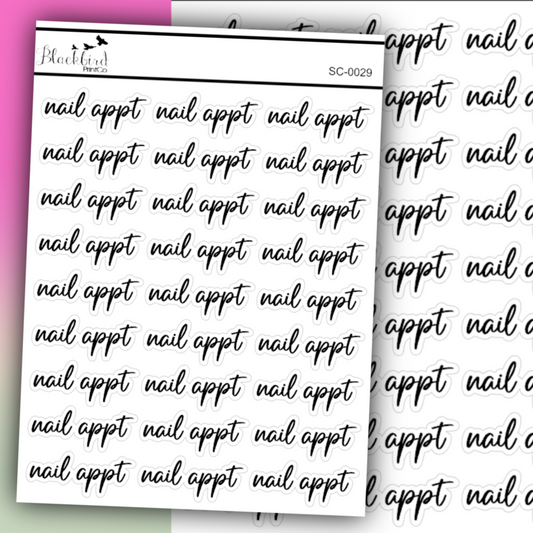Nail Appt - Script Stickers (Matte or Foiled)