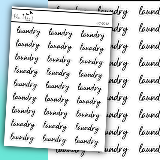 Laundry - Script Stickers (Matte or Foiled)