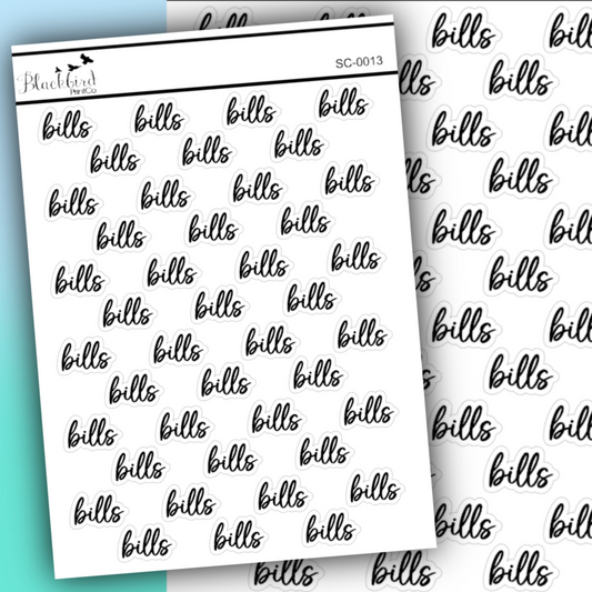 Bills - Script Stickers (Matte or Foiled)