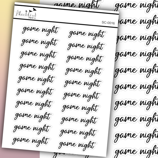 Game Night - Script Stickers (Matte or Foiled)