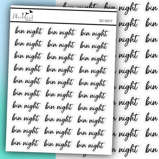 Bin Night - Script Stickers (Matte or Foiled)