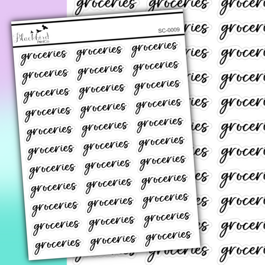 Groceries - Script Stickers (Matte or Foiled)