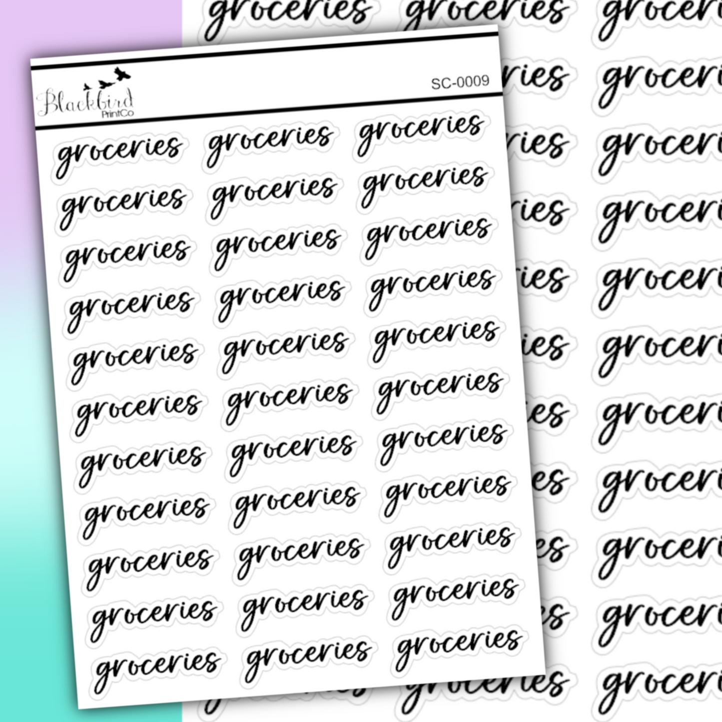 Groceries - Script Stickers (Matte or Foiled)