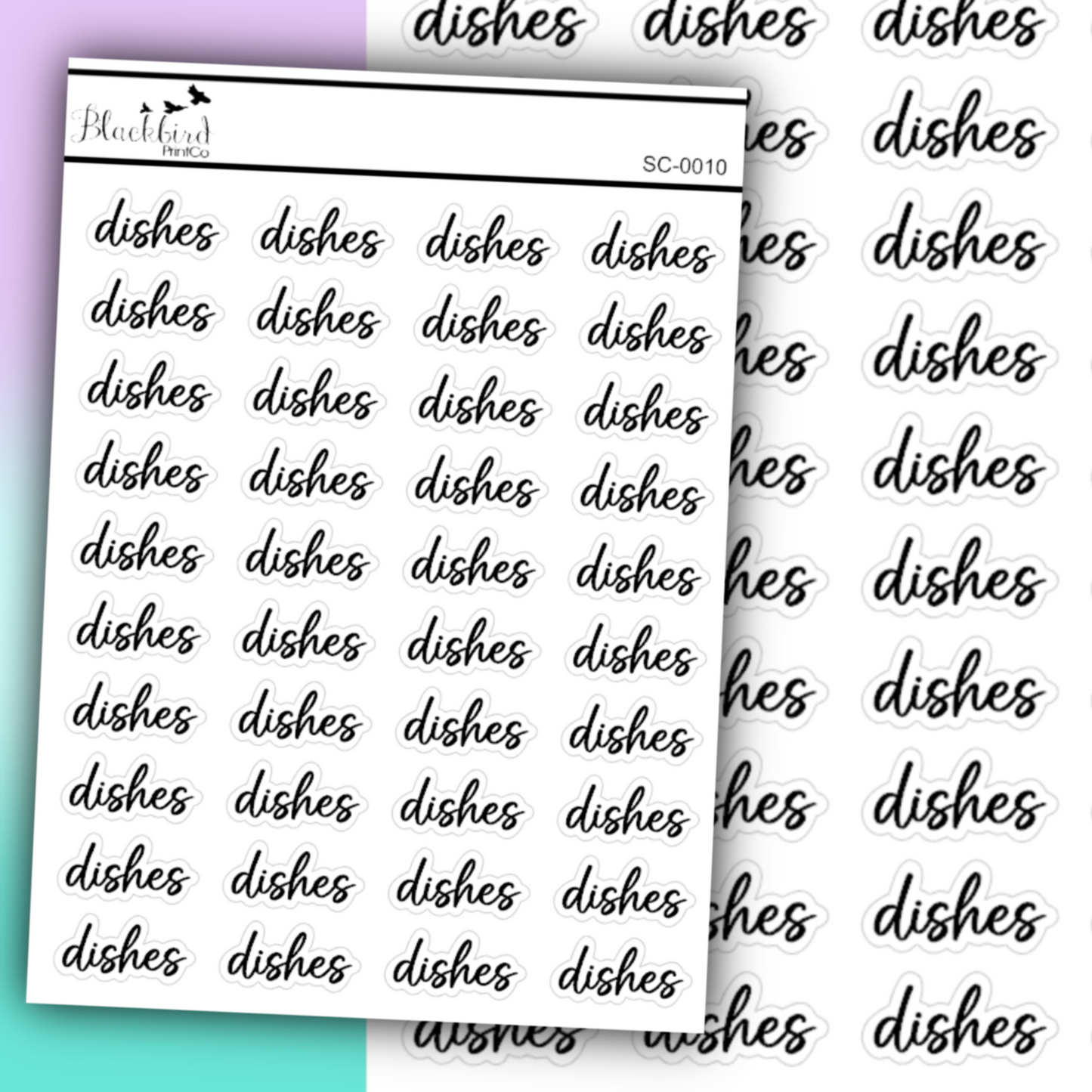 Dishes - Script Stickers (Matte or Foiled)