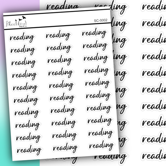 Reading - Script Stickers (Matte or Foiled)