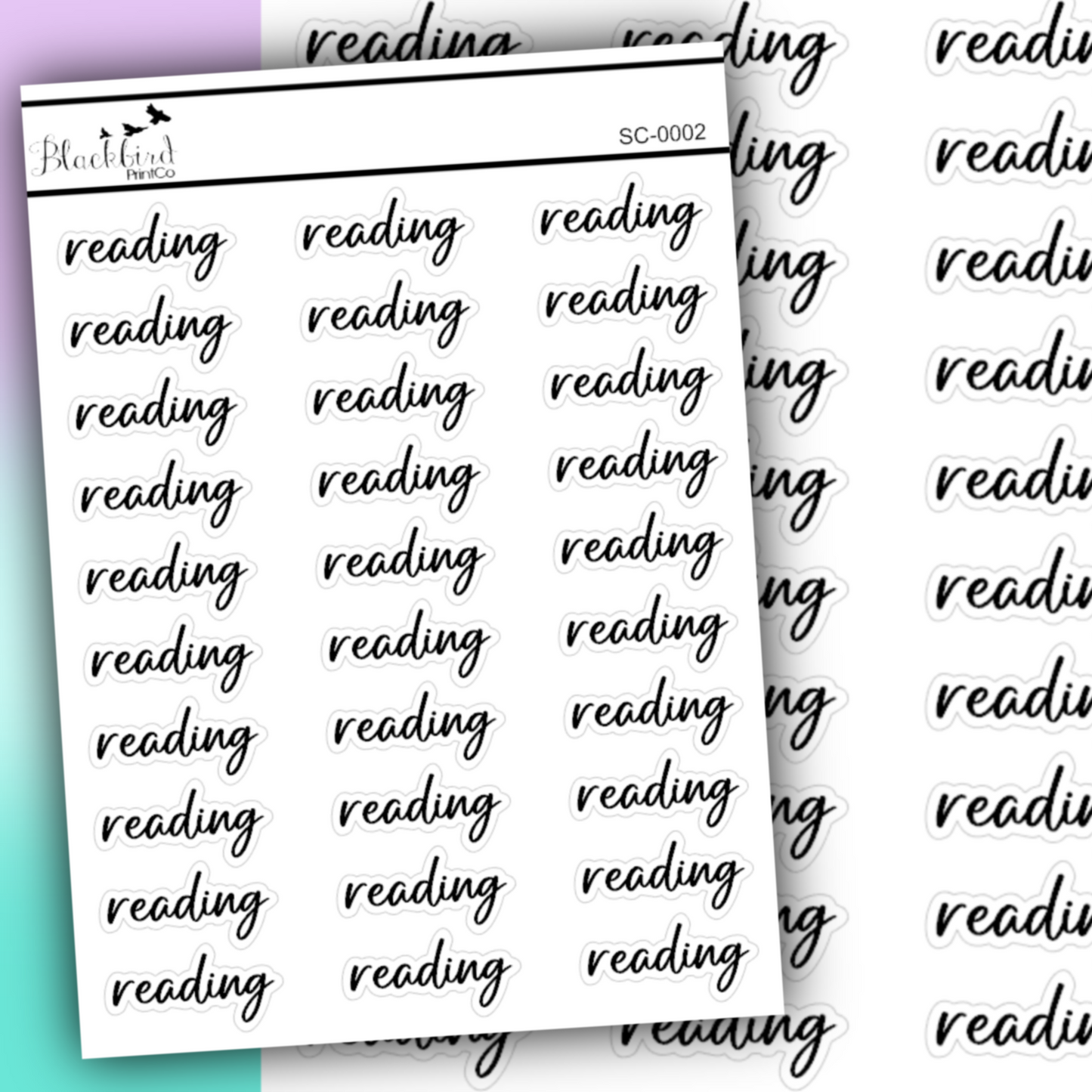 Reading - Script Stickers (Matte or Foiled)