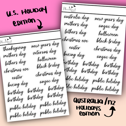 Holidays (US / AU+NZ Editions) Matte or Foiled