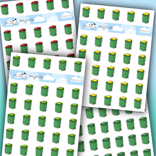 Wheelie Bins - Hand Drawn Planner Stickers