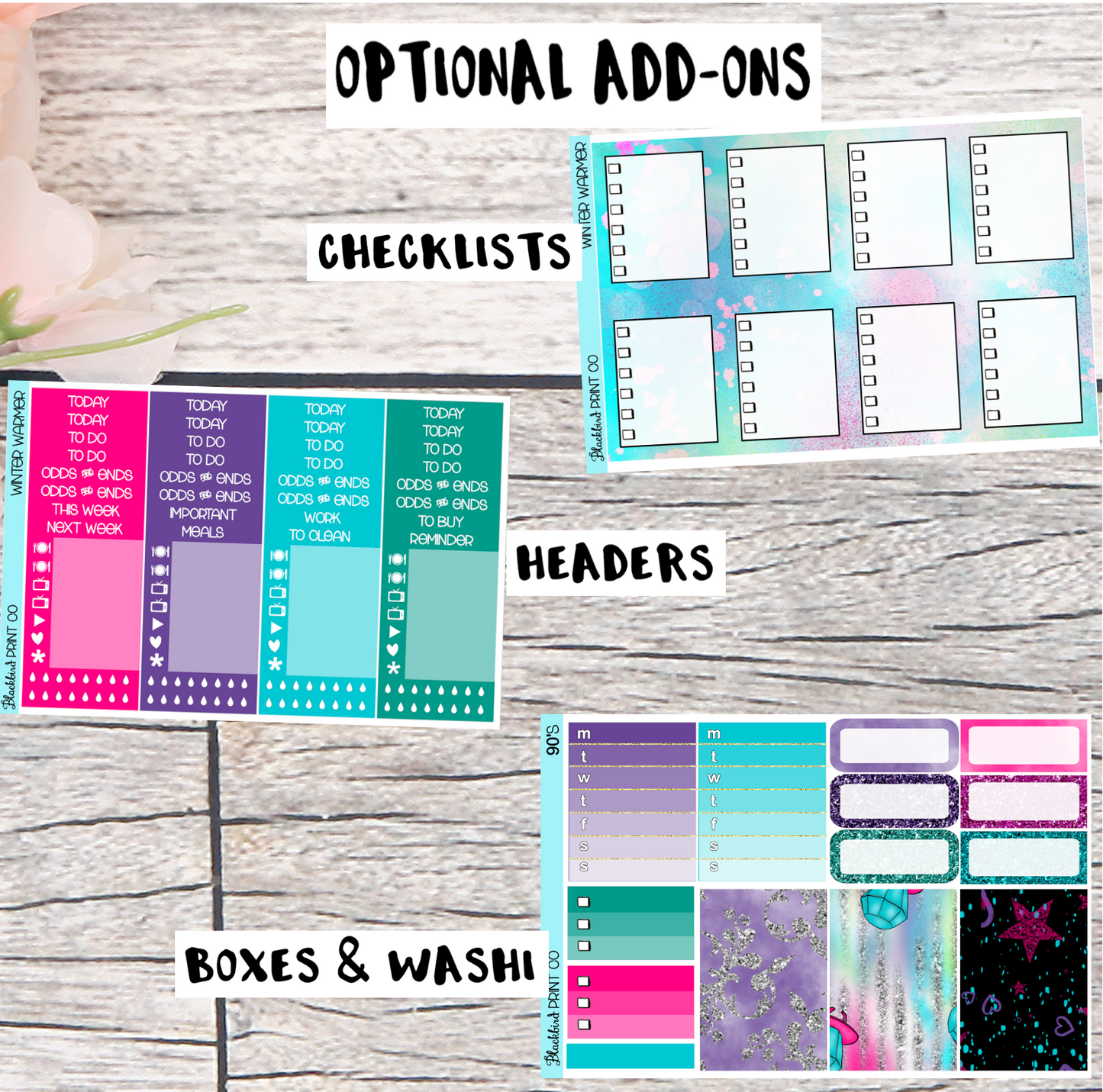 90's | Exclusive Hand Drawn Planner Sticker Kit for Vertical Planners
