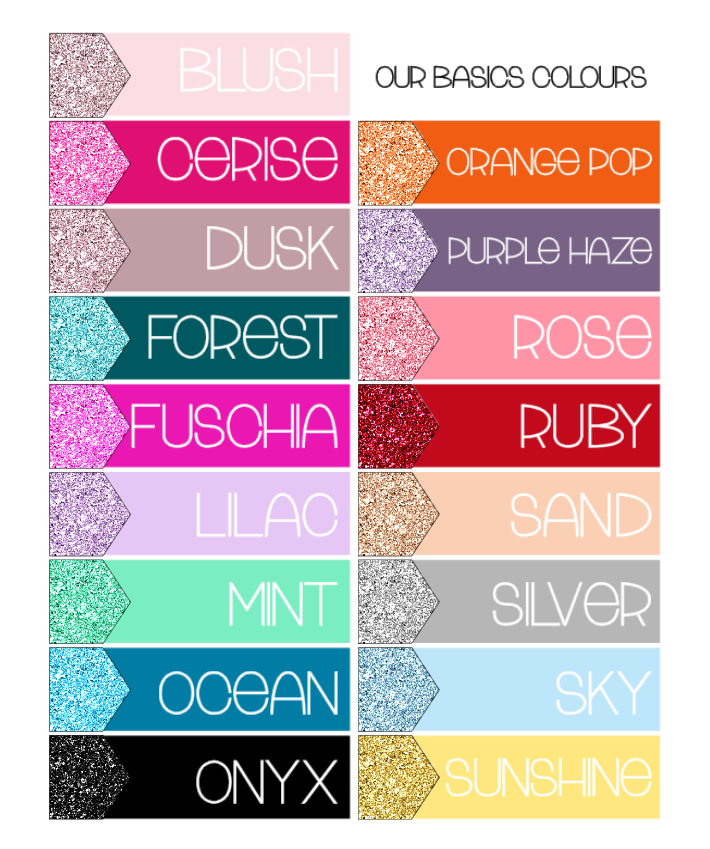 Glitter Headers | Available in 17 colours!