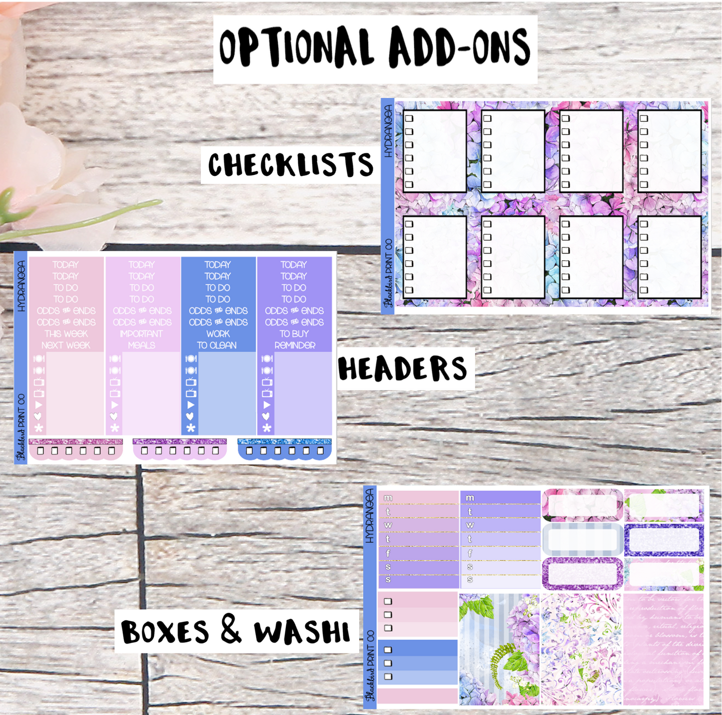 Hydrangea | Planner Sticker Kit for Vertical Planners