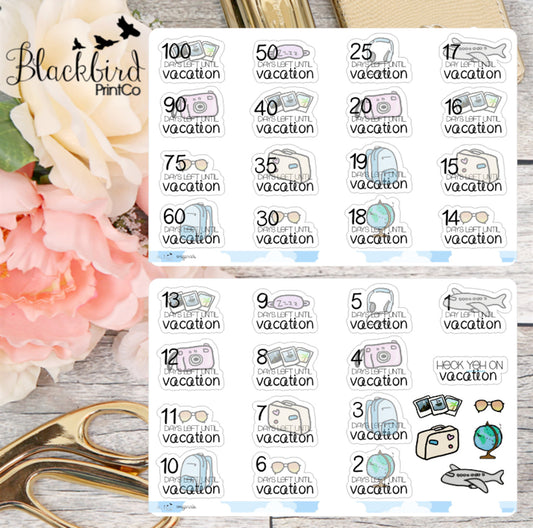 Holiday / Vacation Countdown Stickers | Hand Drawn original Planner Stickers